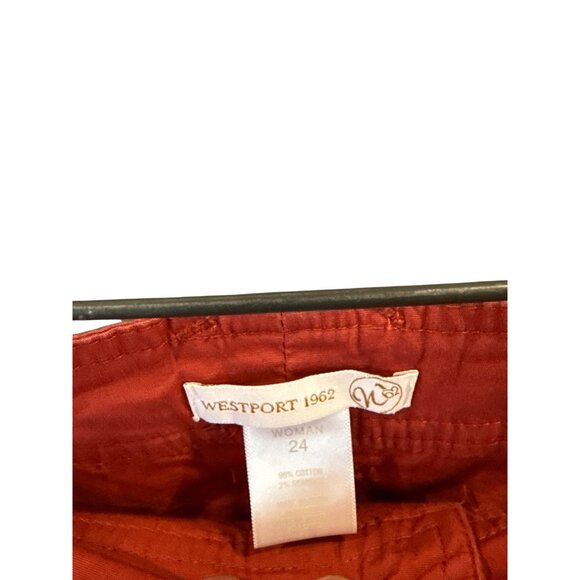 Westport Women's Red Cargo Capri Pants Size 24 Cotton Drawstring Casual Comfort - Picture 2 of 6